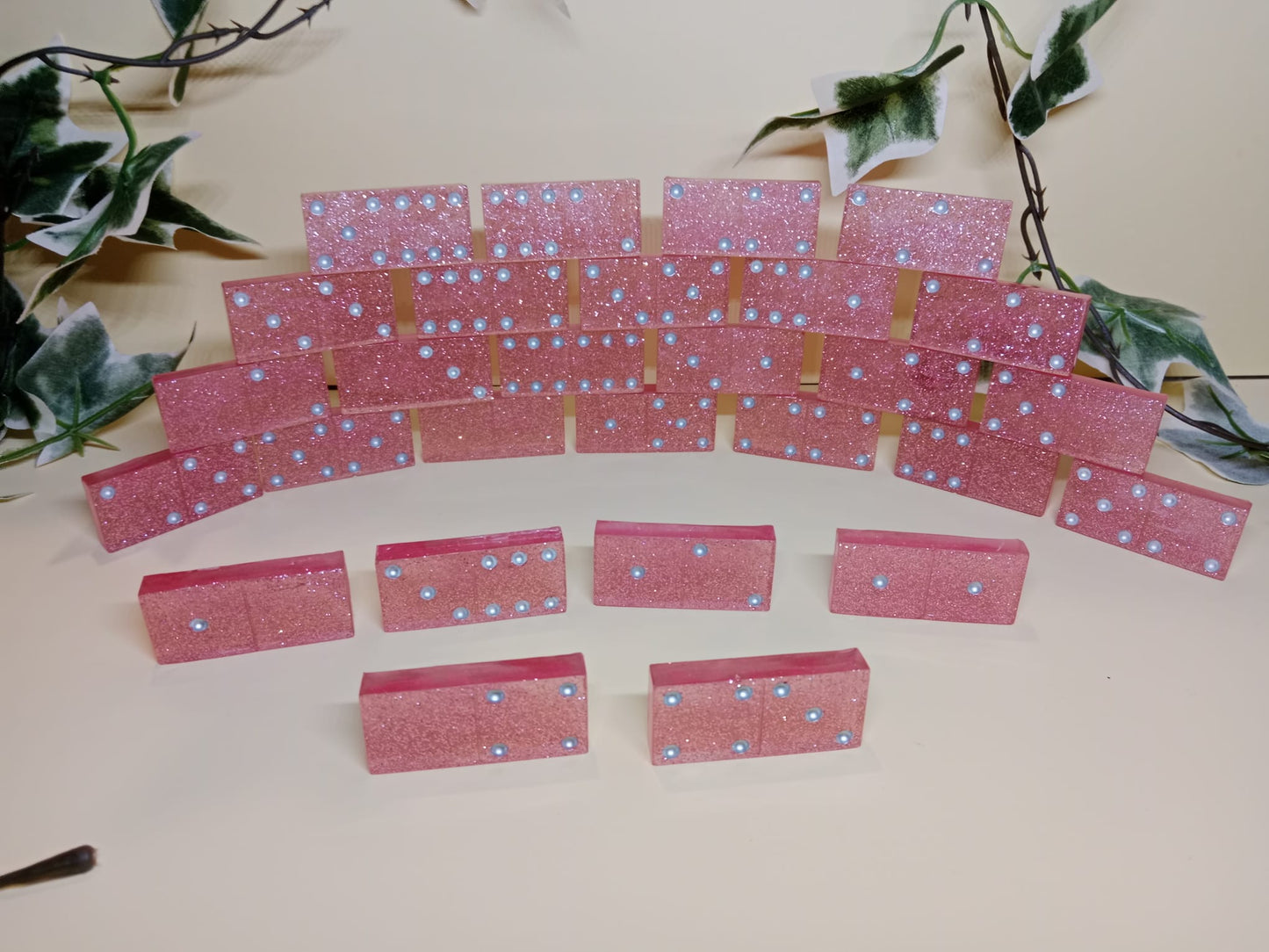 Domino rose à paillettes